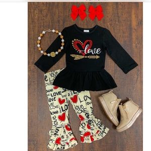 Boutique ruffle love 4T matching outfit Valentine